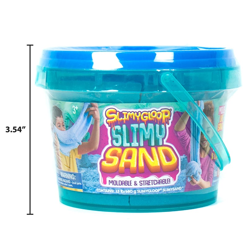 SLIMYSAND by Horizon Group USA, 1.5 Lbs of Stretchable, Expandable, Moldable Cloud Slime, Non Stick, Slimy Play Sand in A Reusable Bucket, Blue- A Sensory Activity , Light Blue - Image 5